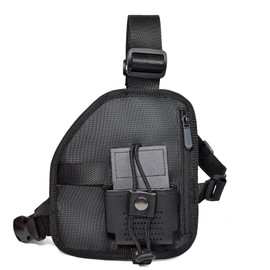 YNIBST Multi-function Radio Holder, 3-Point Closure, Shoulder Walkie Talkie Holder, Handy Radio Storage, Speaker Microphone Hanger Included, Black, Radio Holder