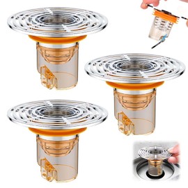 VIDSTW Pack of 3 Odour Trap Shower 32-42 mm Universal Floor Drain Filter Anti-Backflow Odour Trap Floor Drain Odour Trap Shower Drain for Kitchen Sink Shower Cellar