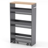 POWERSTONE 4-Tier Slim Storage Cart, Narrow Kitchen Rolling Cart w/Handle