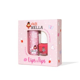 Miss Nella Nail Polis + Lip Balm set- Special Pink Glitter Nail Polish for Kids- WATERMELON POPSICLE, with Peel-off, Water Based & Odour Free Formula + HONEY BUNNEY pink hypoallergenic lip balm