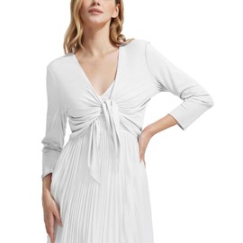 baleaf Women's Tie Front Shrugs UPF50+ Sun Protection Cropped Lightweight Summer Bolero Cardigan 3/4 Sleeve Sun Shawl Tops for Dresses White M