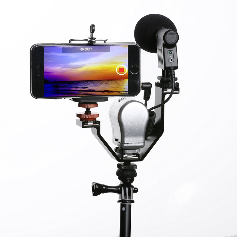 Movo 3BA-3 Heavy-Duty Video Accessory Triple Shoe Bracket for Lights,