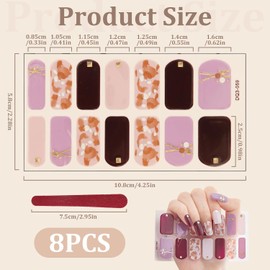 8 Hojas de Pegatinas de Esmalte de Uñas con Degradado 3D Calcomanías Autoadhesivas para Uñas con Diseño de Color Sólido Decoración de Uñas DIY