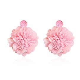 Anmpab Big Fabric Flower Dangle Earrings Bohemian Chic Handmade Accessories for Women Elegant Aesthetic Floral Dangle Earrings (Pink)