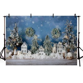 MEHOFOND 7x5ft Winter Backdrop For Photography Animals Pine Wreath Snowflake Blue Background Children Birthday Party Christmas Decoration Banner Newborn Portrait Photo Studio Supplies