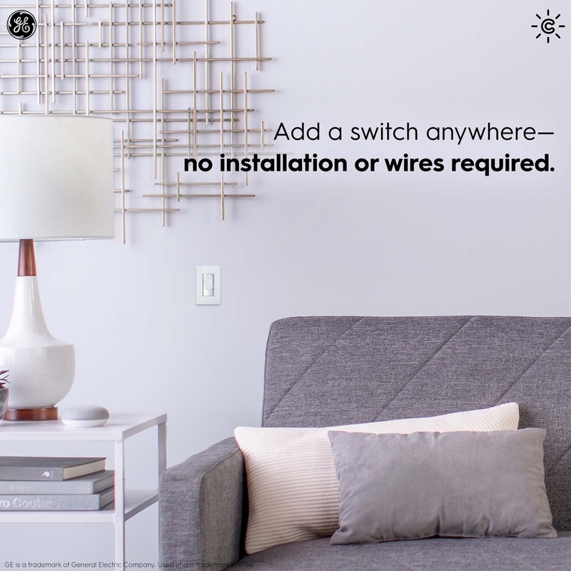 GE CYNC Smart Dimmer Light Switch, Wire-Free, Battery-Powered, Bluetooth and