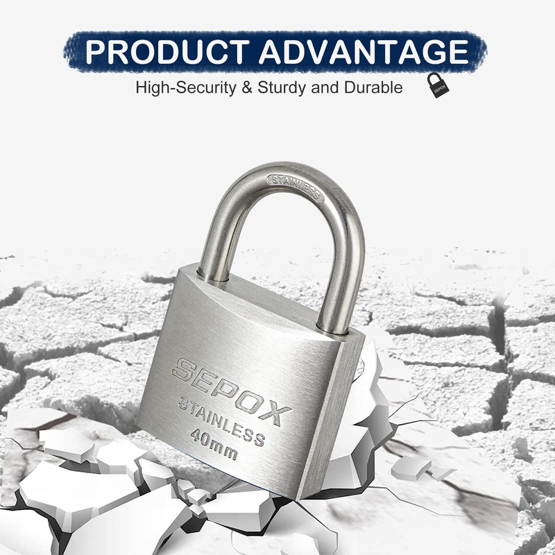 SEPOX Lock with Key for Outdoor Garden Lock Waterproof Padlock