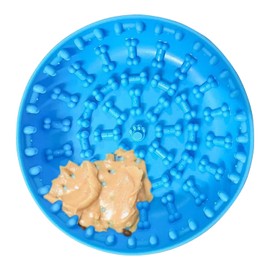 Lick Mat Bowl for Dog–Easy-to-Clean, Non-Slip Design BPA-Free Silicone Lick Mat–Great for Yogurt, or Peanut Butter–Fun Enrichment Slow Feeder & Interactive Dog Toy for Anxiety and Boredom Relief–Blue
