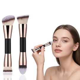 Flomiara Foundation Makeup Brushes, 2Pcs Premium Double-Ended Makeup Brush for Buffing Liquid, Cream, Powder, Blending Face Brush, Efficient Makeup Type Luxury Texture Silky Sanofibers