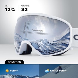 Odoland OTG Ski Goggles with Anti-fog, Anti-glare Lens UV400 Protection Adult Snow Goggles, Double Spherical Goggles for Skiing Skating Snowmobiles and Snowboards Suit Men and Women WSS