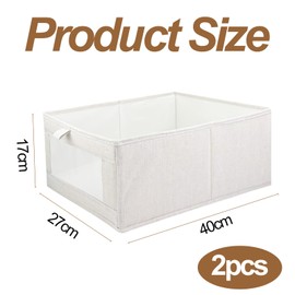 Tryslyn Pack of 2 Storage Boxes, Cupboard Organiser, Wardrobe Organiser Boxes, Fabric Storage Basket, Foldable Storage Boxes for Toys, Clothes (Beige White)