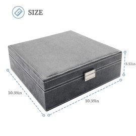 ProCase Jewelry Box Organizer for Women Girls, Two Layer Jewelry Display Storage Holder Case for Necklace Earrings Bracelets Rings Watches -Grey