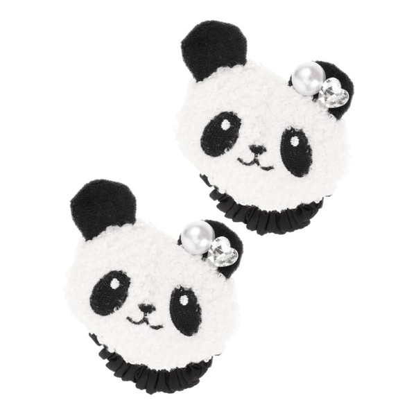 Baluue 2pcs Cute Panda Hair Ties High Elasticity Cartoon Ponytail