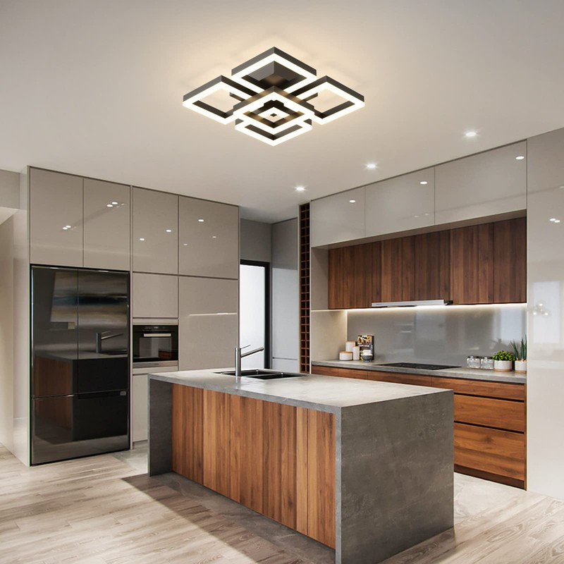 GEADI Modern LED Ceiling Light, 64W Black Flush Mount Light