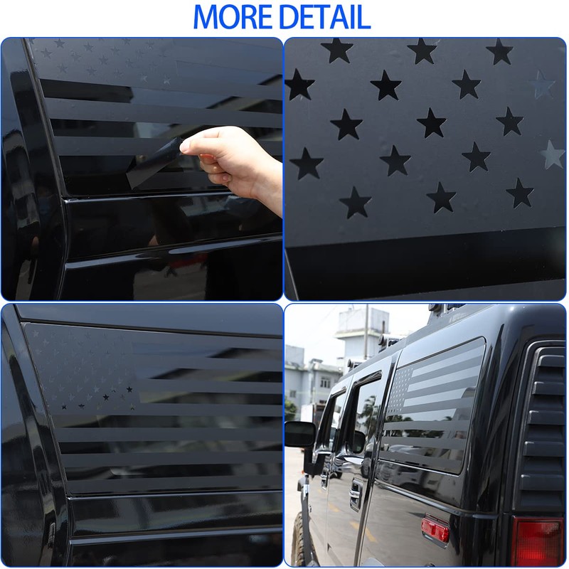 Rear Side Window American Flag Decals Fit for 2003-2009 Hummer
