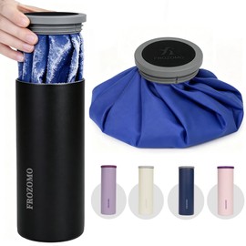 9" Reusable Gel Ice Pack for Injuries with Insulated Bottle, Black