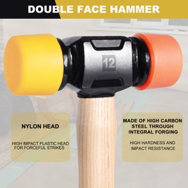 LOZAGU 12oz Mallet Hammer with Tapping Block, Double-Face Nylon & Plastic hammer, Soft Face Hammer