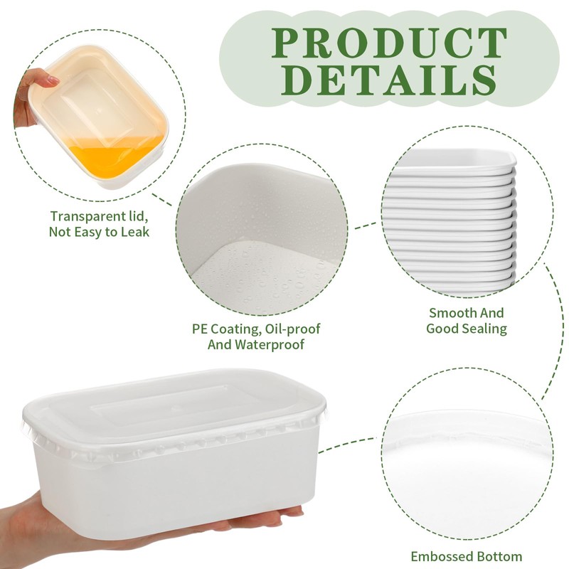 Maxdot 50 Pack Disposable Food Containers with Lids Paper Food