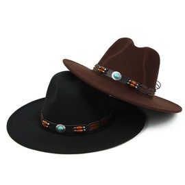 TOPXIAOBAO Hat Band Cowboy Hat Band Western Hat Band Handmade Leather Ethnic Western Straw Felt for Panama Hat Belt Replacement Black