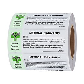 Hylabelest Generic Medical Strain RX Labels, Government Compliant Medical Pot Labels (Type 1)