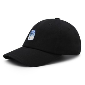 JPAK Milk Premium Dad Hat Embroidered Baseball Cap Drink Foodie Black