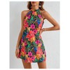 Floerns Women's Sleeveless Floral Print Sundress Halter Neck A Line