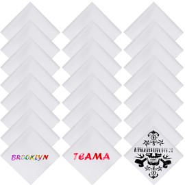 Preboun White Bandana Bulk for Sublimation Blank Bandana White Handkerchiefs Head Wrap 22 x 22 Inch(24 Pieces)