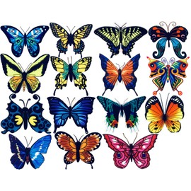 Addones 15Pcs Colourful Butterfly and Cartoon Graffiti Latest Version Patch, Self-Adhesive Patch Applique for Clothes, Dress, Hat, Jeans, Suitcase, DIY Accessories