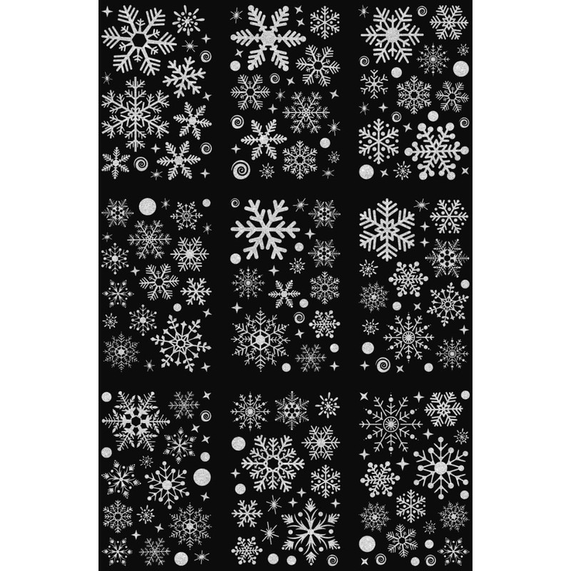 Topeedy 9 Sheets Silver Snowflake Window Stickers,Reusuable Large Silver Window