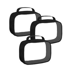 TSA Approved Travel Toiletry Bags Small Clear Makeup Pouch with Zipper Liquid Toiletries Bottles Organizer Bag Quart Size Traveling Pouches Waterproof Transparent Cosmetic Bag, 3 Pack (Black)