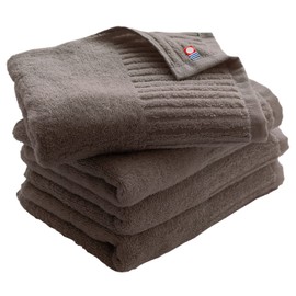 Imabari Towels, Brand Certified, Face Towels, Set of 4, Made in Japan, Ribbed, Long Pile, Soft and Thin, Quick Drying, Highly Absorbent, 100% Cotton, Gray Beige