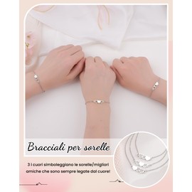 YELUWA 3 Pcs Herz Armband, Geschenke für Schwester, Beste Schwester Geschenke, Schwestern Geburtstag Armband - Muttertag, Weihnachten, Geburtstag IT