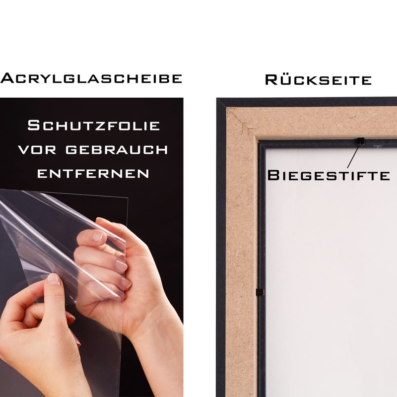 Rahmendesign24 Milano Double Glass Frame 21 x 29.7 (DIN A4)