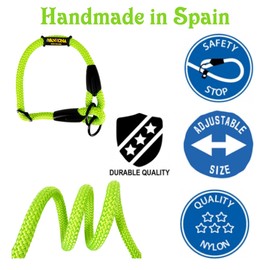 Pull Stop Collar Dogs. Semi Martingale Dog Collar for Small, Medium and Large Dogs. Adjustable Slip on Nylon Round. Green Fluorine