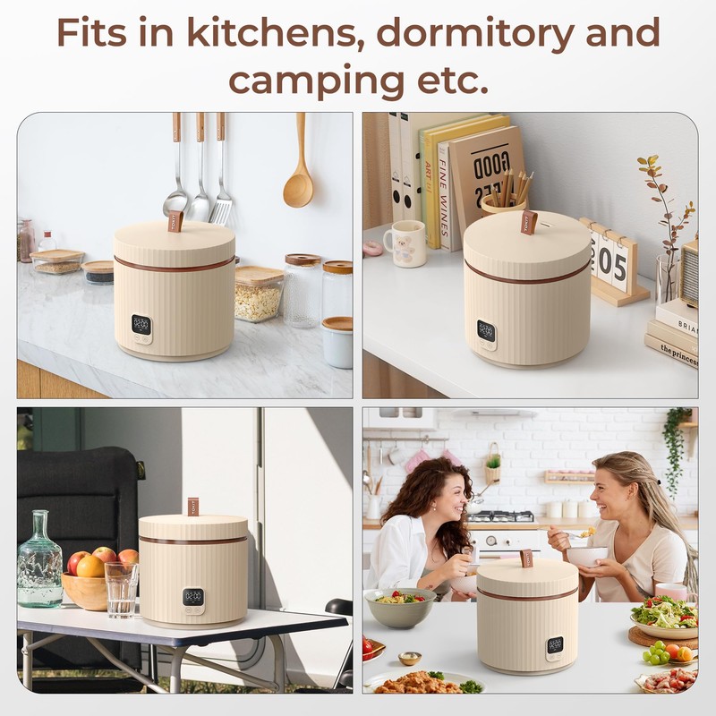 TOKIT Rice Cooker Small 3 Cup Uncooked /6 Cup Cooked,
