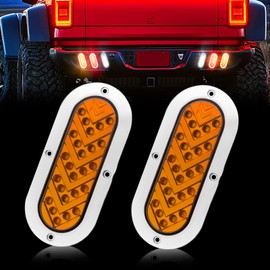 Oval Trailer Rear Lights, 6inch Truck Tail Stop Lights Kits, Surface Mount Side Marker Clearance Lights, 12V 24V Back Up Trailer Lights for RV Lorry Truck Car Golf Cart Offroad 2Pcs (Yellow)