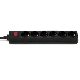REV 00125171 Socket Strip, Multiple Socket 6-Way, 1.4 m, ÜSS 14,000 A, 3500 W, Black
