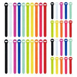 Oksdown 40 Pack 10 Color Reusable Cable Ties Multi Color Releasable Cable Straps Adjustable Hook and Loop Colorful Cable Wire Tidy for PC Cable Management