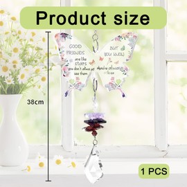 1 PCS Butterfly Friendship Gifts for Women, Friend Gifts for Women Suncatcher, Gift for Friends Female Sun Catchers for Garden, Birthday Anniversary Graduation Presents