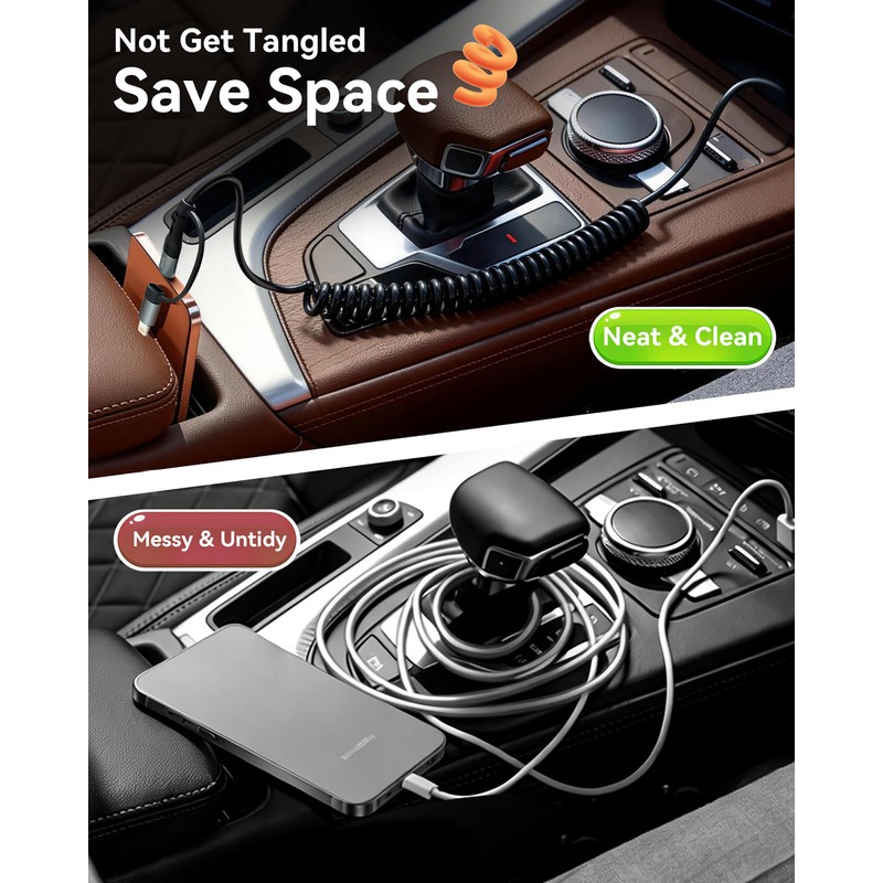 Cavo a Spirale USB A a USB C,60W Cavetto USB
