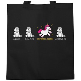 Shirtracer - Work and job gifts - child nurse unicorn - fabric bag made of cotton jute bag long handle, 2 Black, Einheitsgröße
