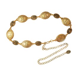 Eterspr Women's Concho Chain Belt Waist Chain Metal Cowgirl Chain Belt Western Chain Belt for Dresses Gold, gold, Länge 125 cm/49.21in