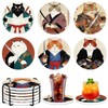 Funny Cat Coasters Set of 6, Japanese‌ Anime Cat Round