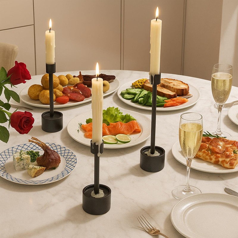 YUMORE Stainless Steel Black Candle Holders Candlestick 6 Packs Tall