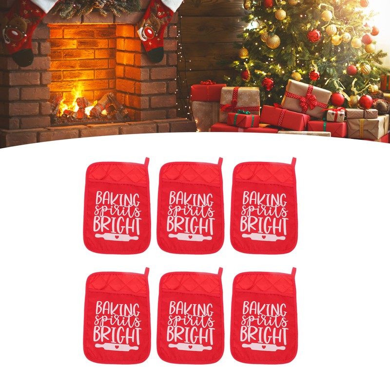 6Pcs Christmas Pot Holders with Pocket Heat Resistant Hot Pad