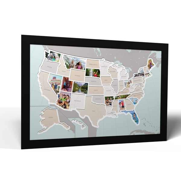 50 States USA Photo Map - Frame Optional - Made in America (Printed Map, Without Frame)
