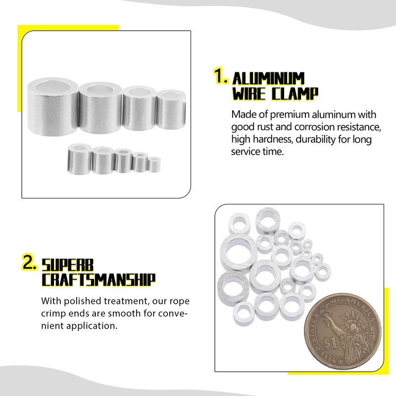Mardatt 220 Pcs Aluminum Crimping Loop Sleeve Assortment Kit, 9