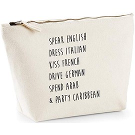 Hippowarehouse Speak english dress italian kiss french drive german spend arab party caribbean printed make up cosmetic wash bag 18x19x9cm