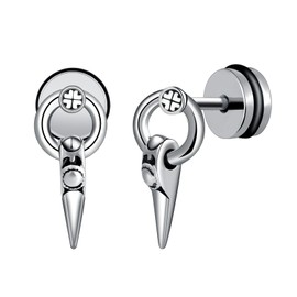 Yumilok Punk Style Men Stainless Steel Earrings Studs Creative Cartilage Piercing Earrings for Youth Creative Ear Accessories Novelty Jewellery