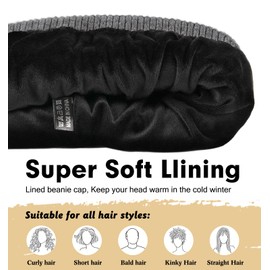 Wmcaps Beanie Hat, Men's Winter Warm Unisex Winter Hat Knitted Hat Stretchy Soft Wool Hat with Cuffs and Thick Warm Lining Gift for Girlfriend Men Women, Tie-dye light grey.